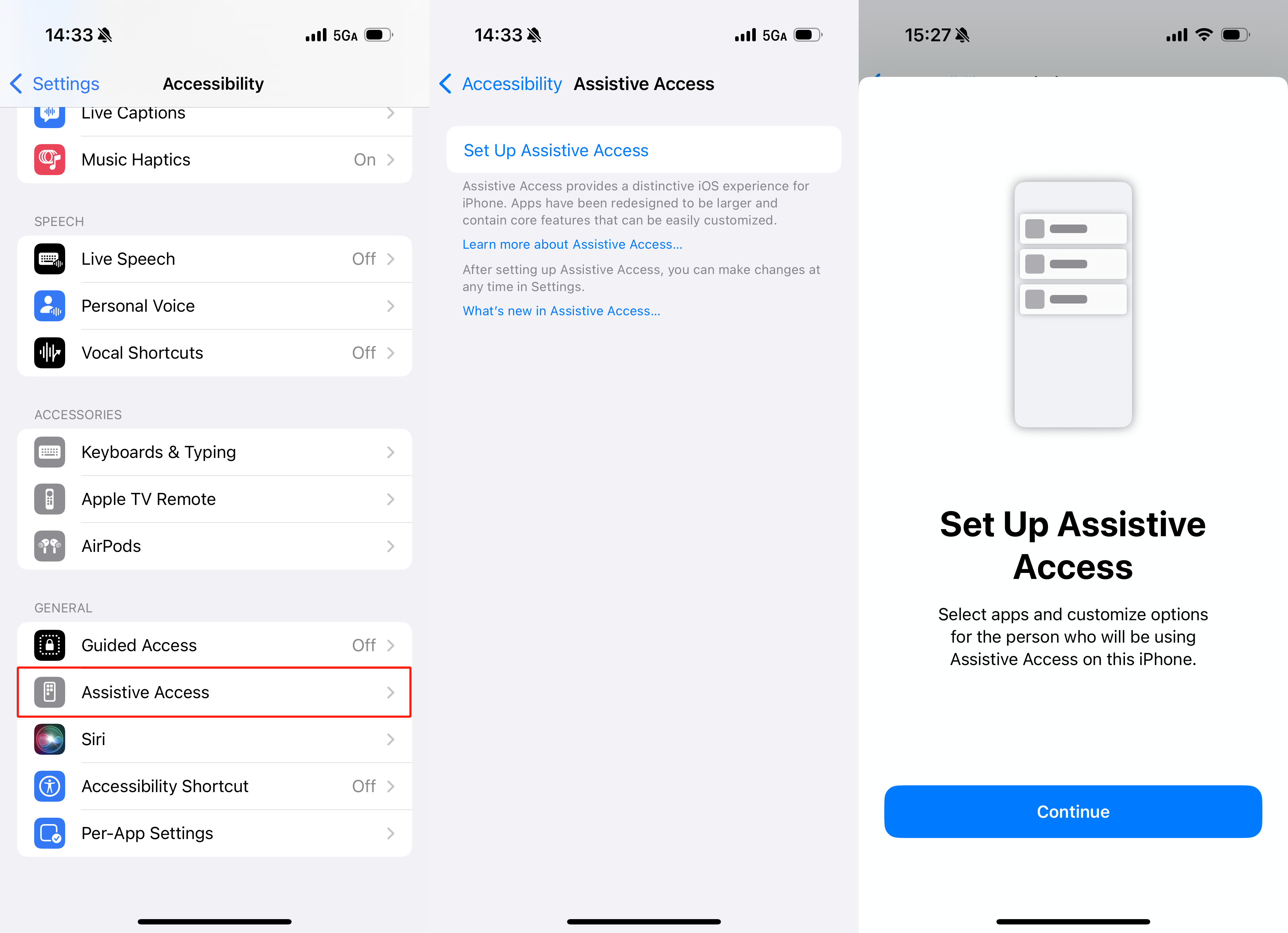set up iphone senior mode