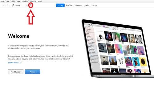 select iPhone in iTunes