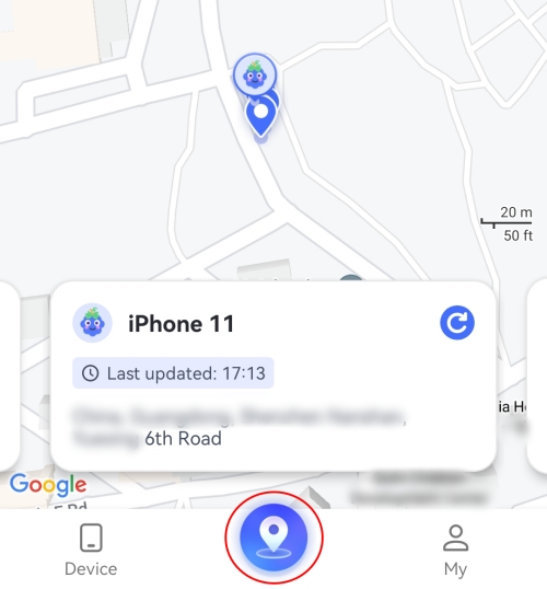 tap GPS location