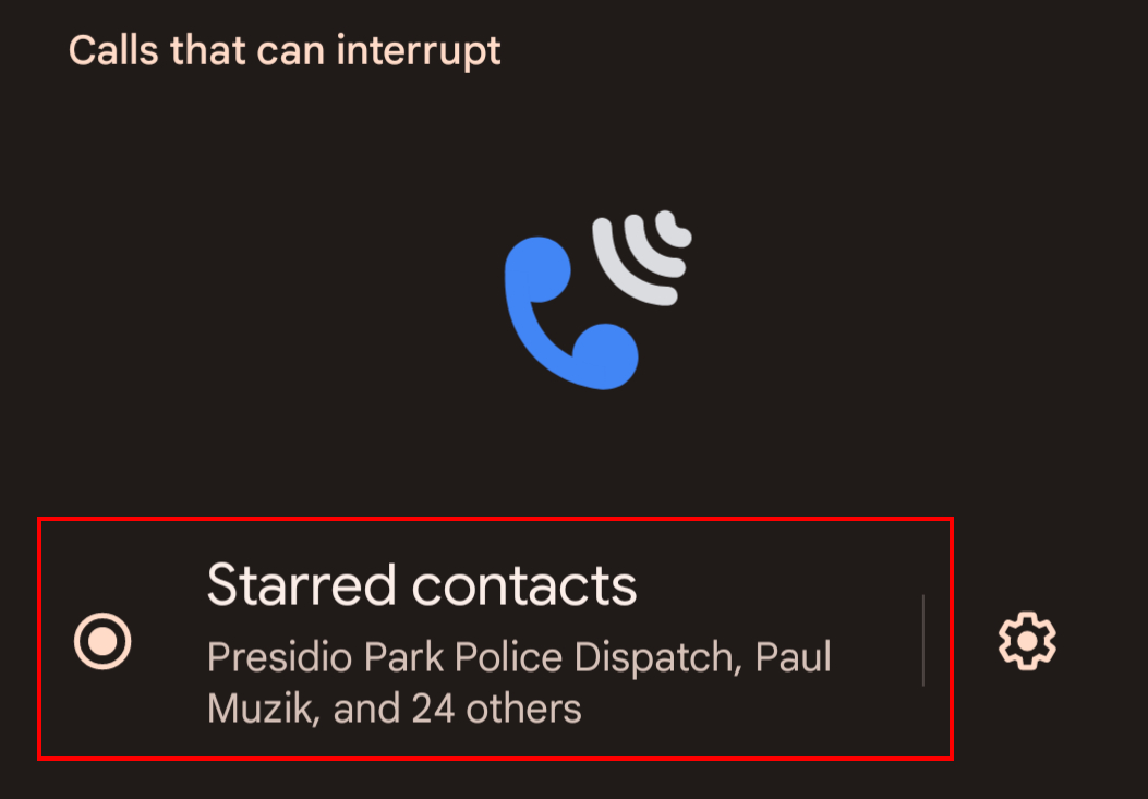 allow calls from starred contacts Android phone