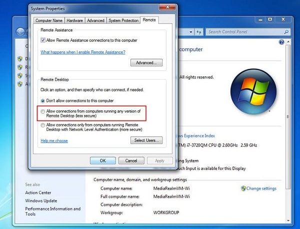Permitir conexiones desde cualquier versión
