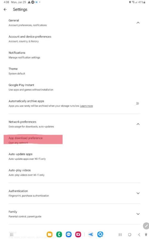 app download preference