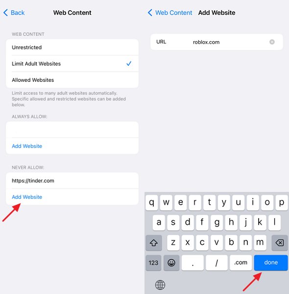 bloquear sites de jogos no iphone