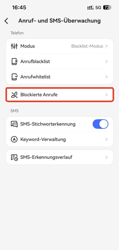 Blockierte Anrufe anzeigen