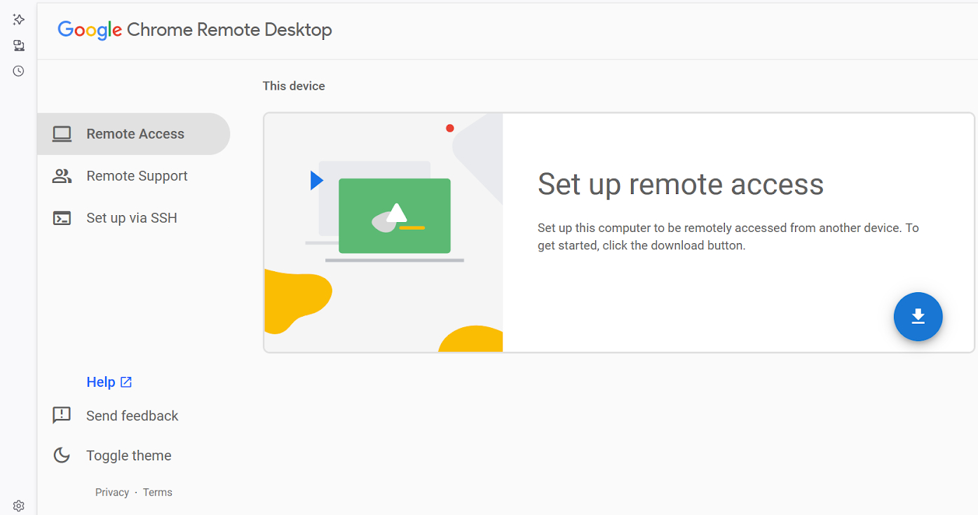 Chrome web based remote desktop