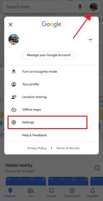 プロフィールをクリック