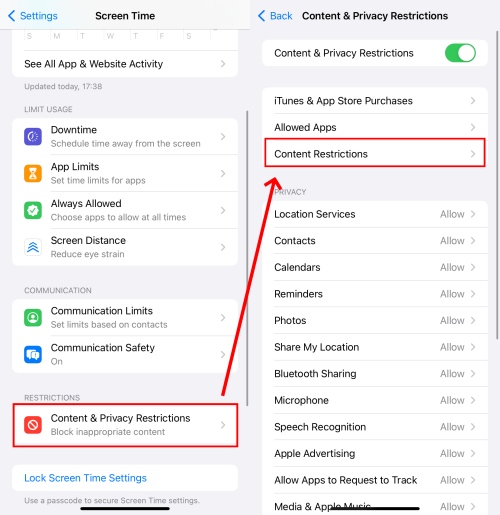 iPhoneのスクリーンタイムでコンテンツを制限