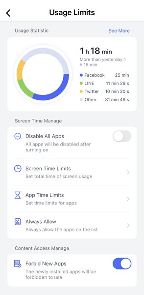 alle Apps in AirDroid Parental Control deaktivieren
