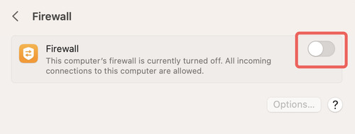 disable Firewall on Mac