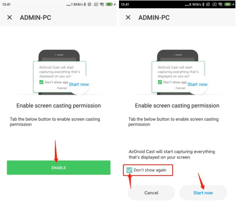 enable casting permission on Android