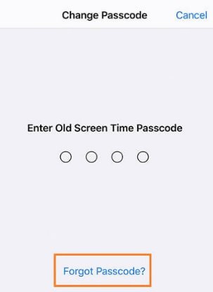 Schaltfläche Passcode vergessen