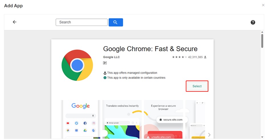 Add Google Chrome to the Managed Google Play Store
