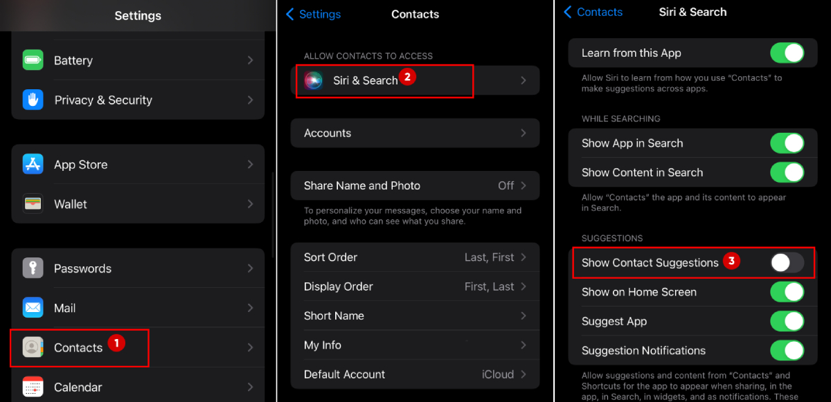 iPhone-Inhaltsvorschläge deaktivieren