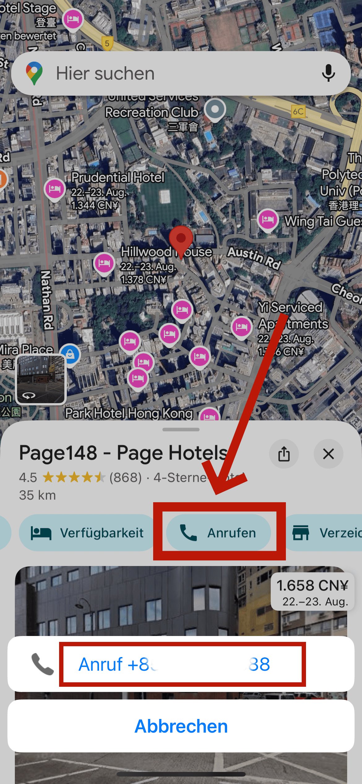Öffentliche Handynummer über Google Maps orten