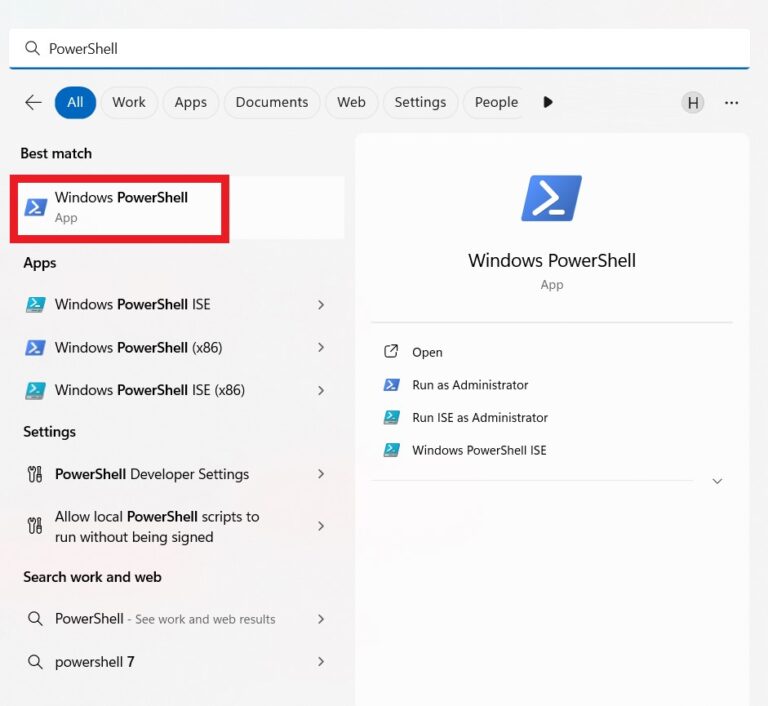 search for Powershell