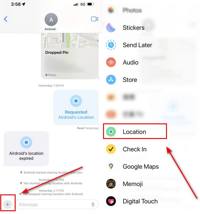 share location on imessage