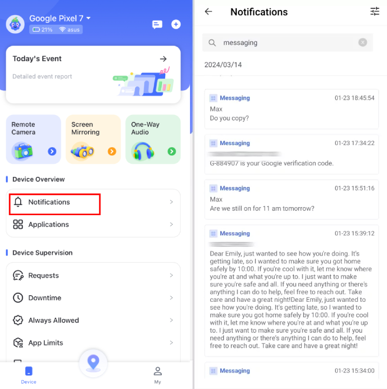 sync incoming SMS to AirDroid