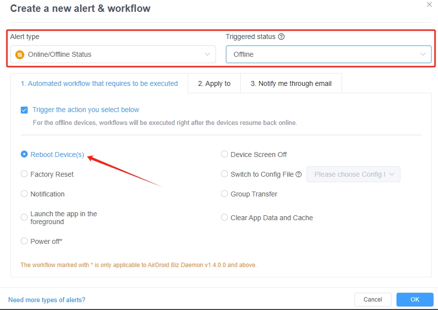 set up workflow to protect your battery by AirDroid Business