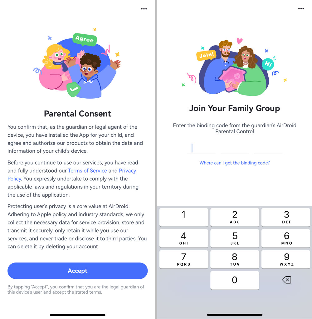 tap “Accept” and enter the binding code
