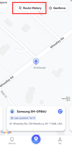 位置情報のルート履歴を更新