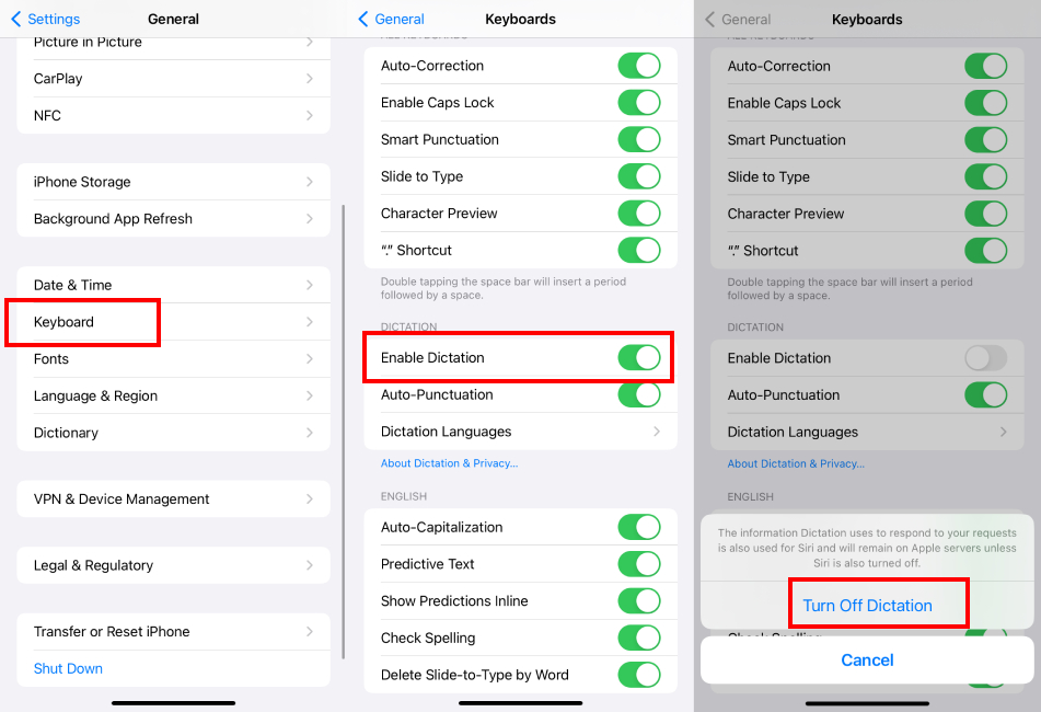iPhoneでSiriの音声入力をオフにする