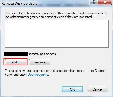 Windows 7 Añadir Usuarios de Escritorio Remoto