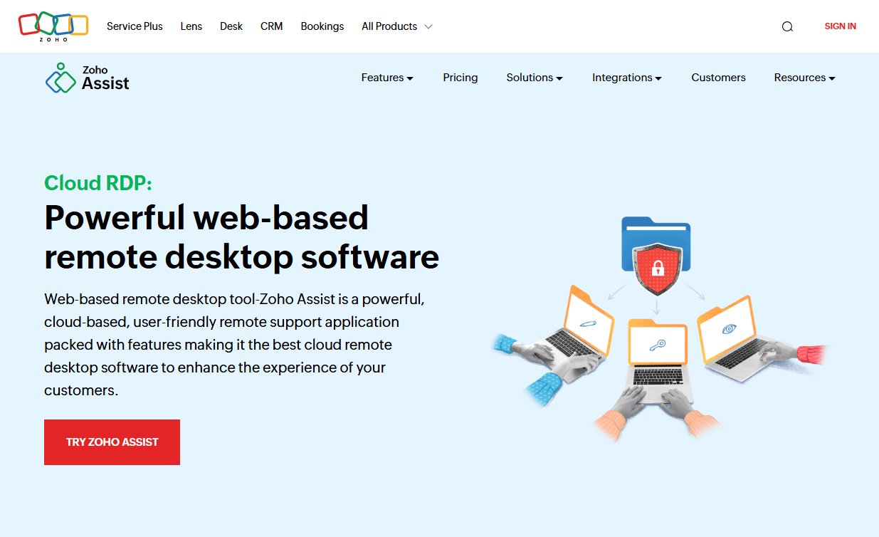 Zoho Assist free web based remote desktop software