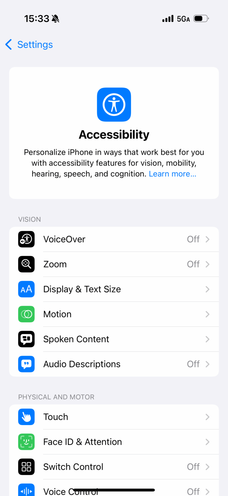 iPhone accessibility