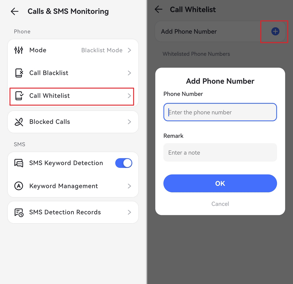 add the phone numbers to whitelist