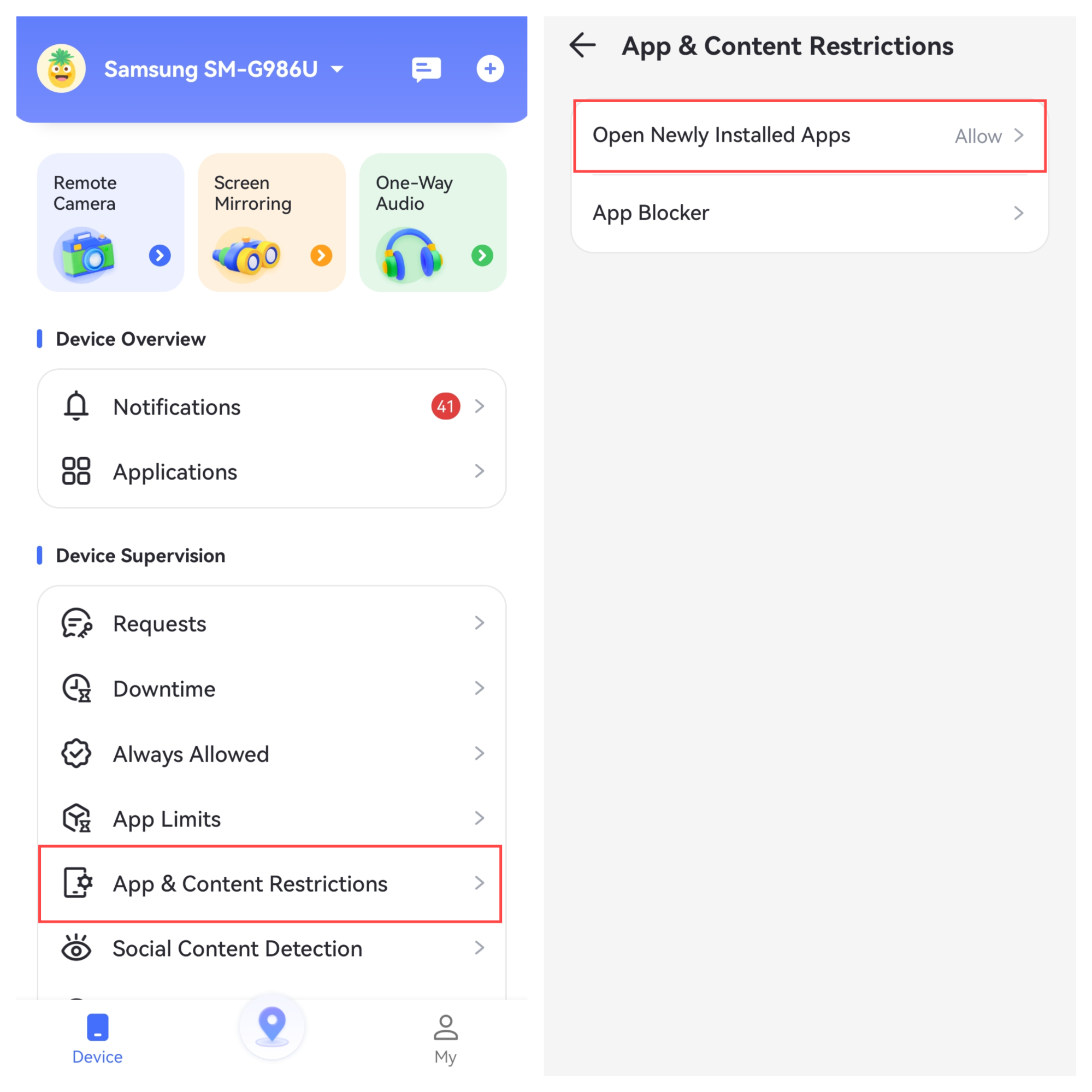 app content restricitions