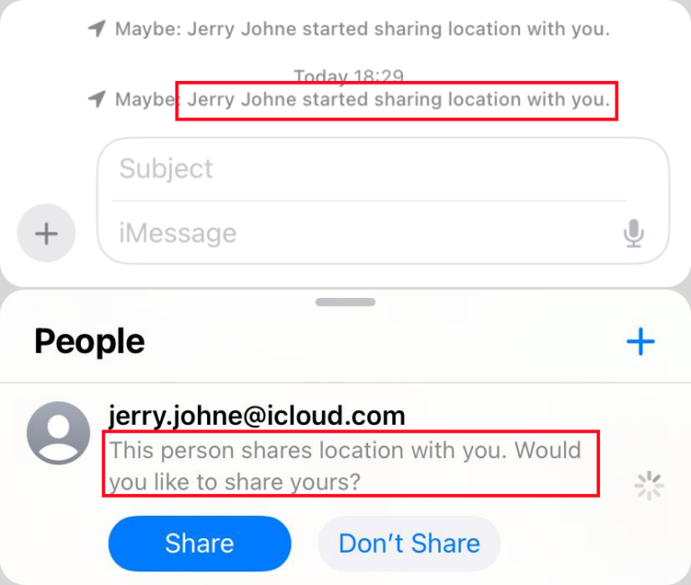 A Apple notifica o compartilhamento de localização