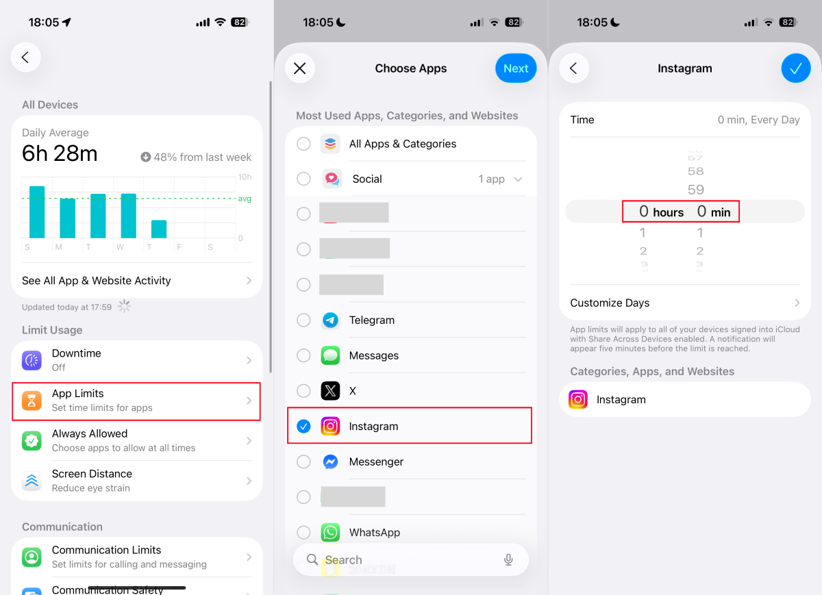 block instagram on iphone