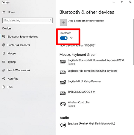 bluetooth windows 10