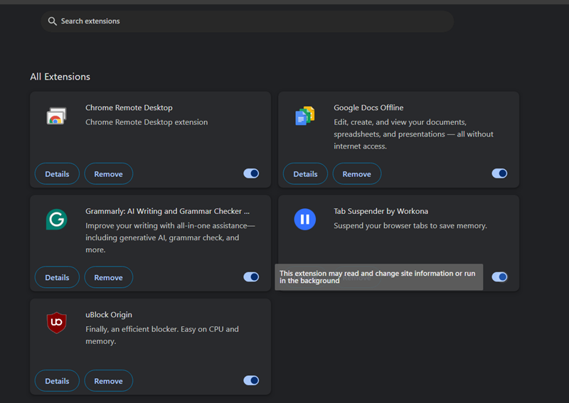 disable browser extension