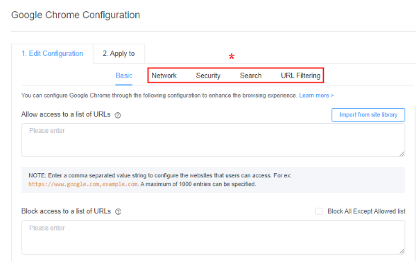 chrome website whitelist
