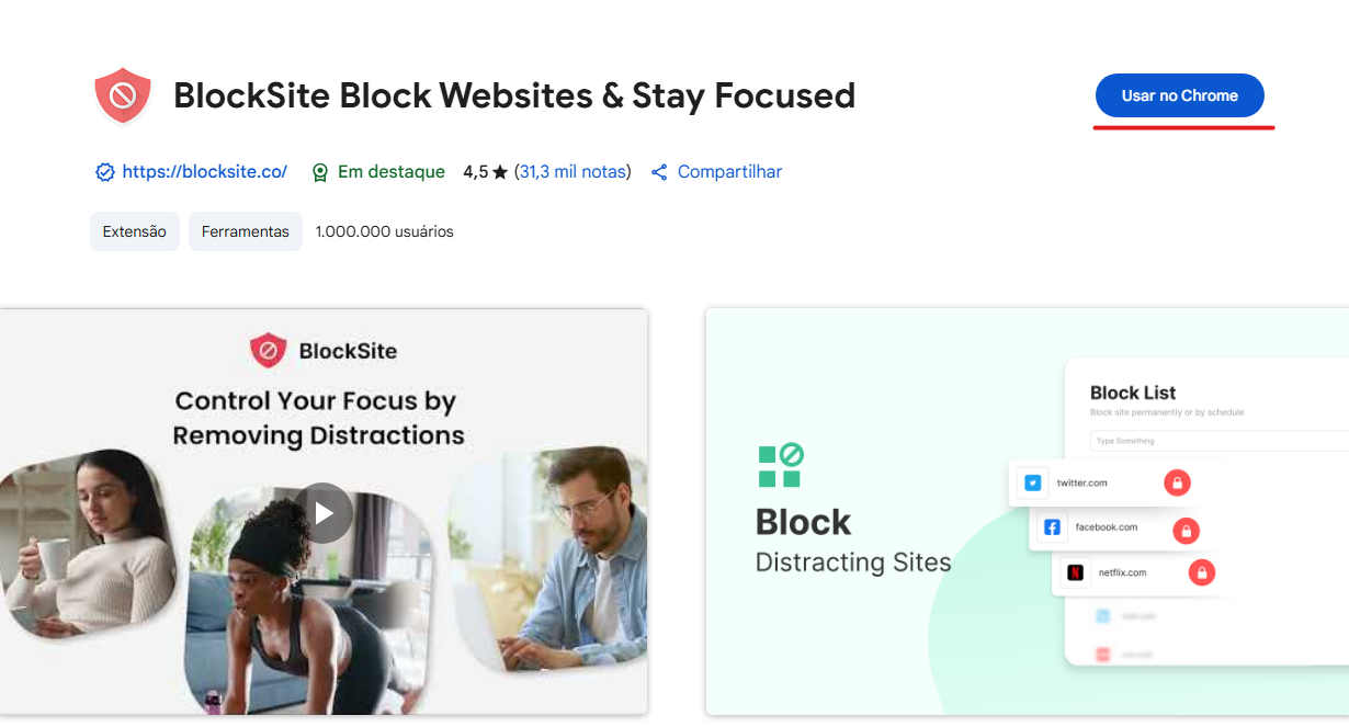 bloquear acesso a um site com blocksite