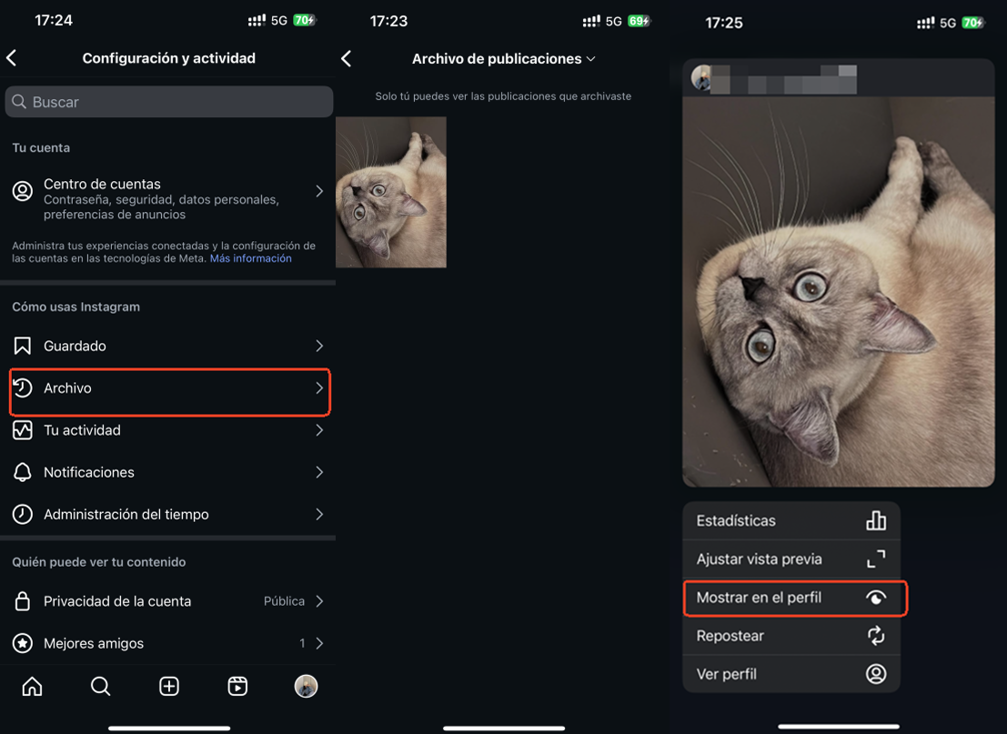 desarchivar publicacion en instagram