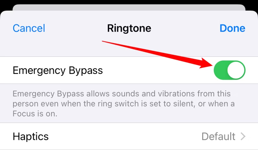 emergency bypass on iPhone