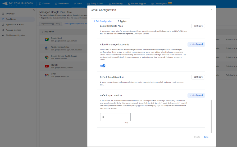 Configurações do Gmail