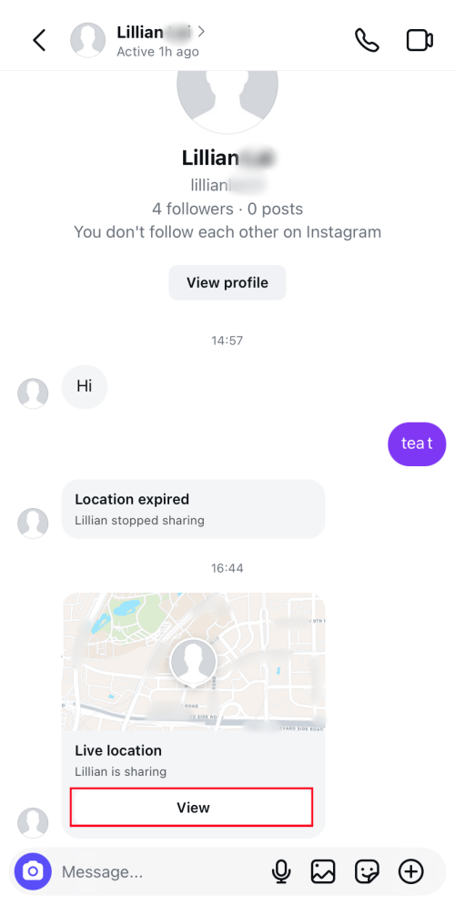 Siehe geteilten Standort auf Instagram