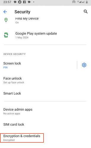 instalar o eliminar credenciales en Android