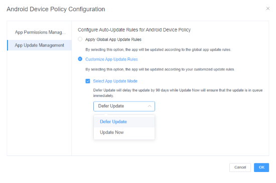Gerenciamento da atualização do aplicativo da Google Play
