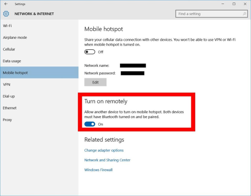 mobile hotspot remote access feature