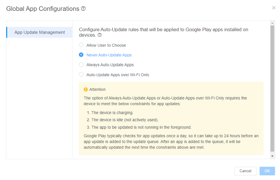 never auto update apps