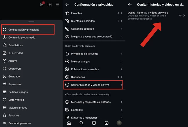 ocultar historia a alguien instagram