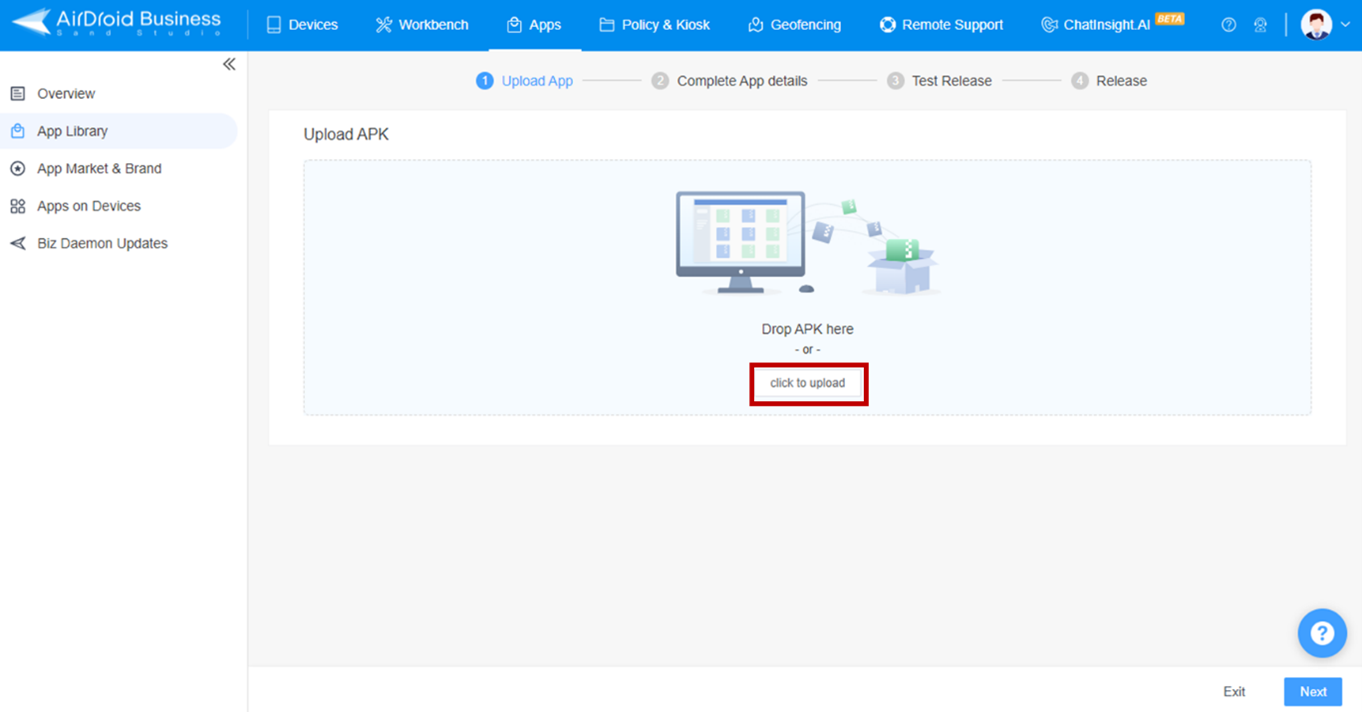 APKファイルをリモートデバイスへ