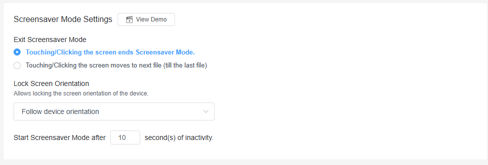 Screensaver-Mode-Settings