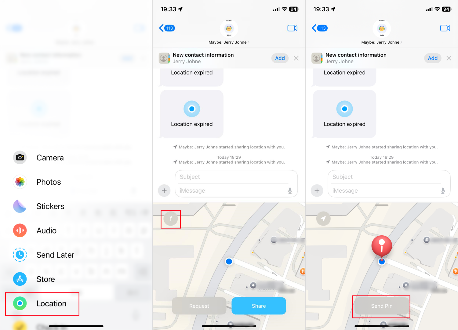 send current location on iphone
