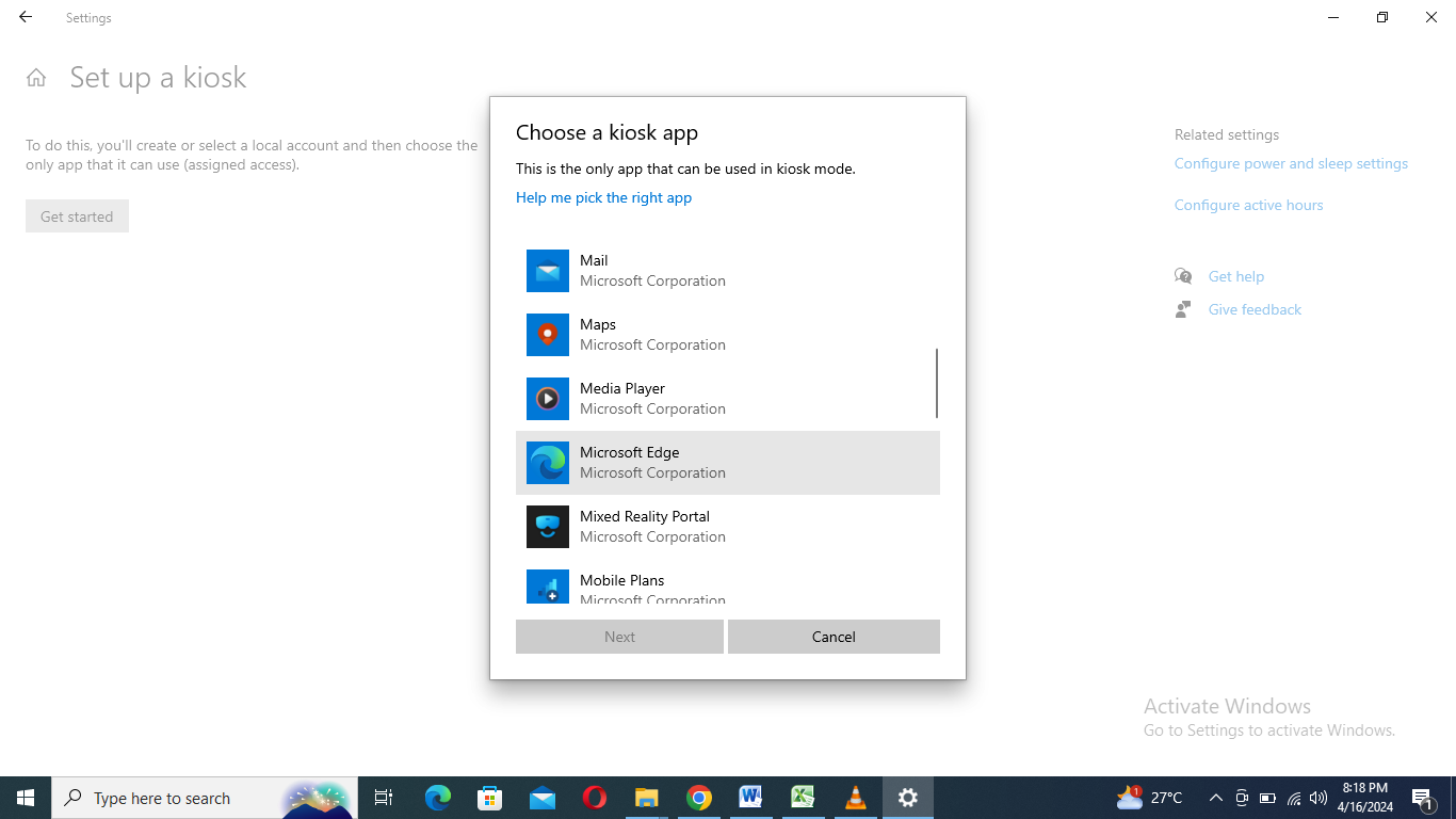 choose edge kiosk browser