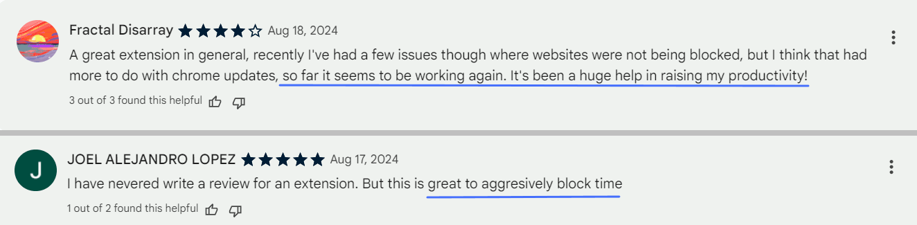 StayFocusdの顧客レビュー